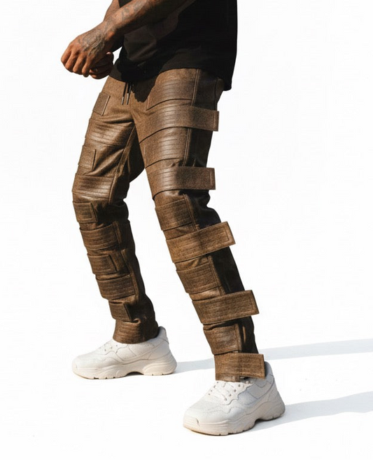 Strapped Utility Leather Pants